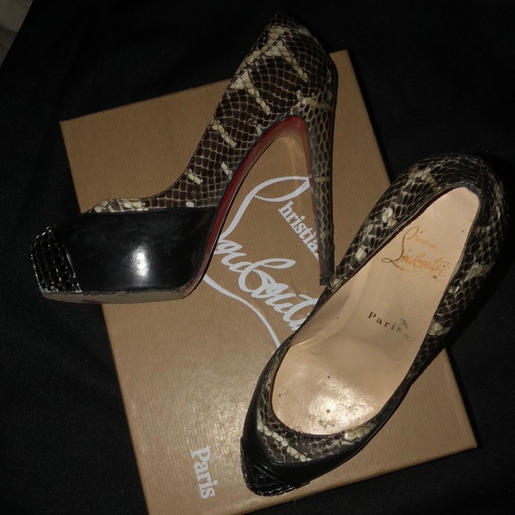 Louboutin Maggie Watersnake Heels  sz 37 - Picture 2 of 4